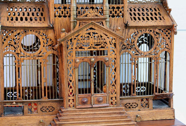 Großer Antiker Vogelkäfig aus Holz gearbeitet um 1900, sehr schön | eBay